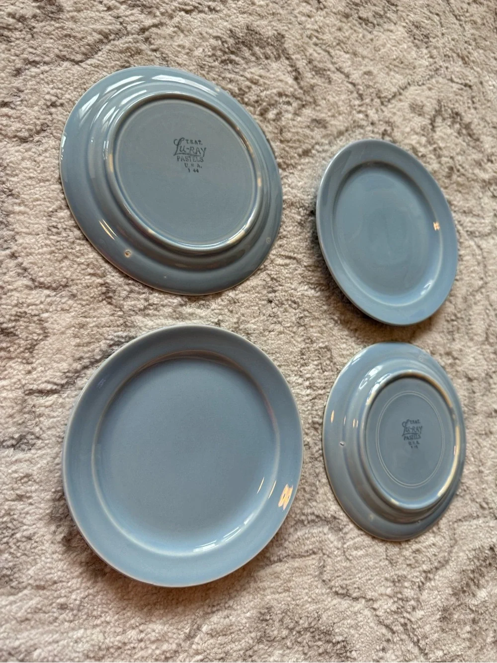 Lu-Ray Pastels Blue Plates Salad Bread Dessert - 6-3/8” Vintage Spring Easter